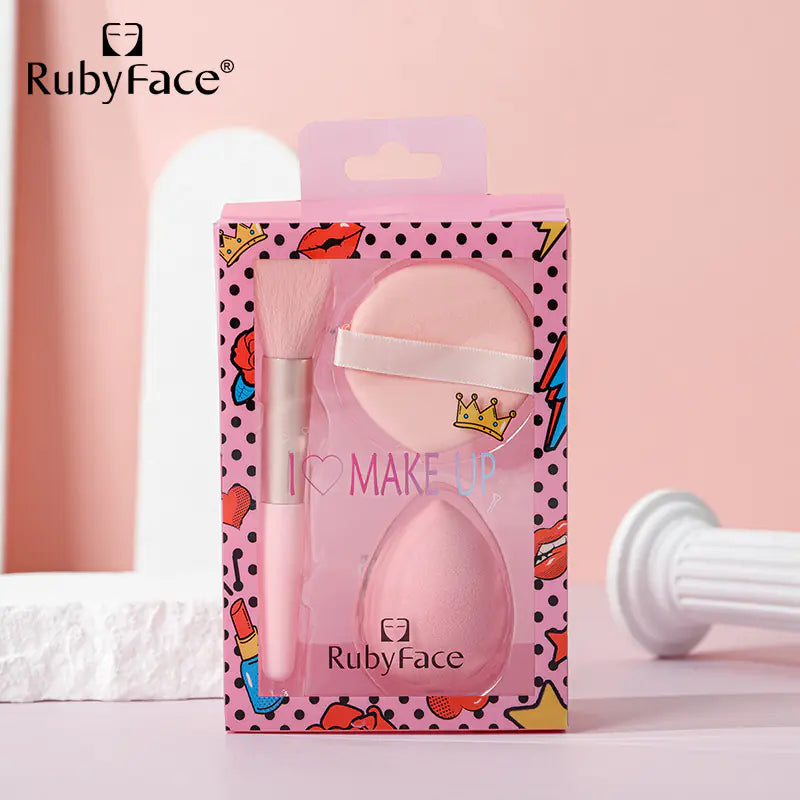 RUBYFACE Makeup Tool Set with Brushes and Sponge