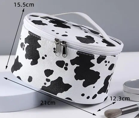 Cow Pattern Waterproof Cosmetic Bag for Travel Storage