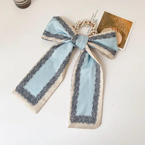 Trendy Pearl Ribbon Scarf Hair Band for Women