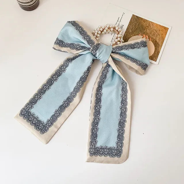 Trendy Pearl Ribbon Scarf Hair Band for Women