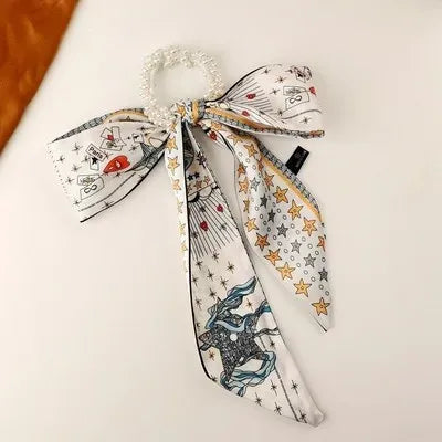 Trendy Pearl Ribbon Scarf Hair Band for Women