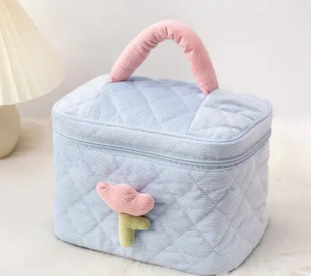 Cute Corduroy Travel Cosmetic Organizer Bag for Women