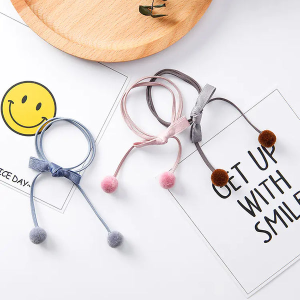 Elastic Hair Ties with Pom Poms and Hair Accessories