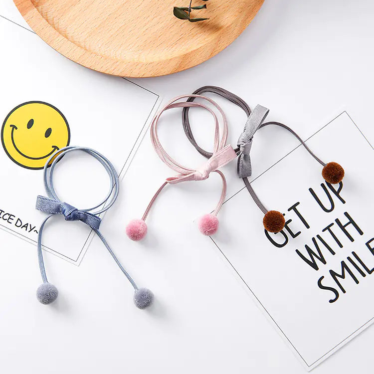 Elastic Hair Ties with Pom Poms and Hair Accessories