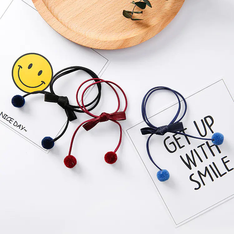 Elastic Hair Ties with Pom Poms and Hair Accessories