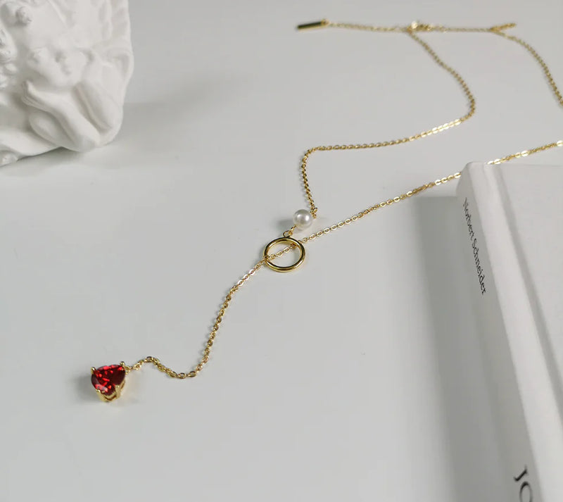 Heart Necklace, Choker, and Pearl Chain Necklace