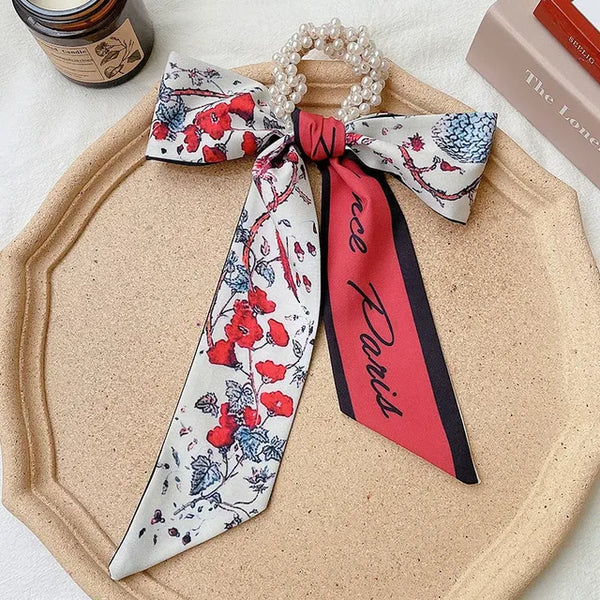 Trendy Pearl Ribbon Scarf Hair Band for Women