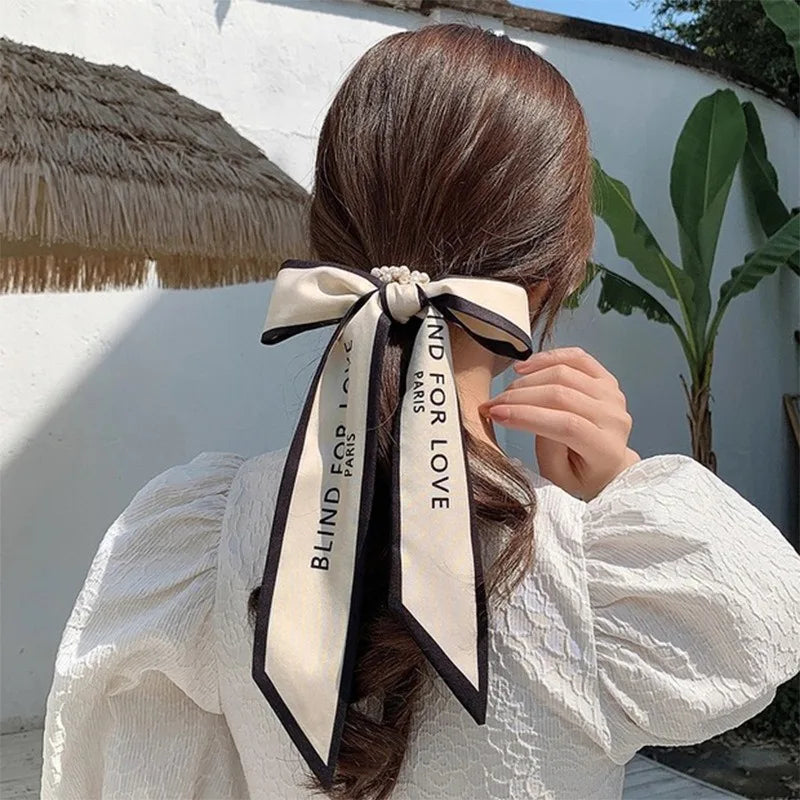 Trendy Pearl Ribbon Scarf Hair Band for Women