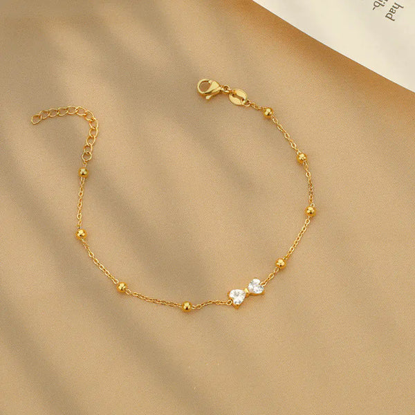 High-Grade Titanium Steel Bow Zircon Bracelet for Women