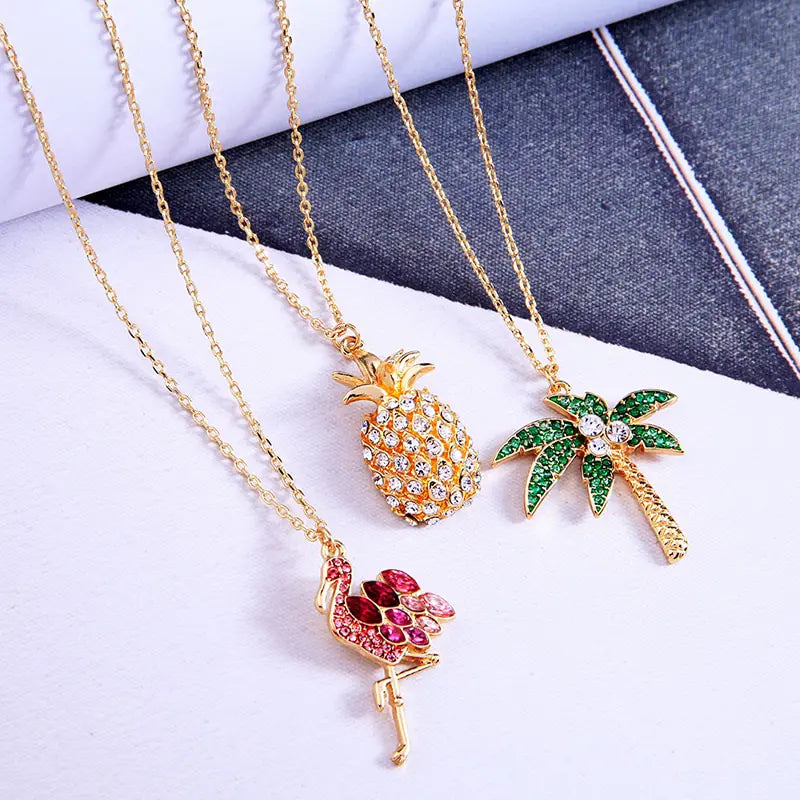 Alloy Inlay Diamond Hollow Necklaces