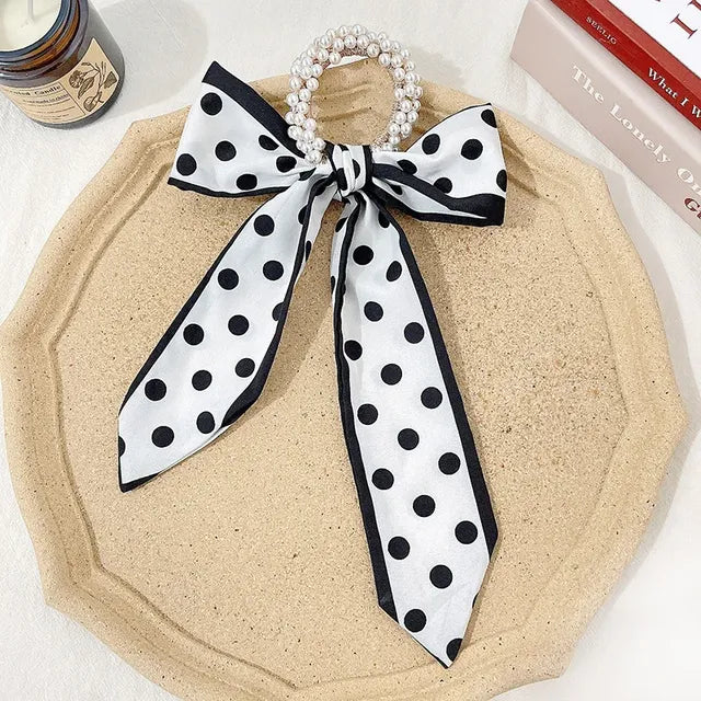 Trendy Pearl Ribbon Scarf Hair Band for Women
