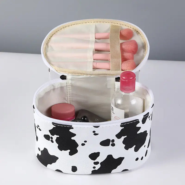 Cow Pattern Waterproof Cosmetic Bag for Travel Storage